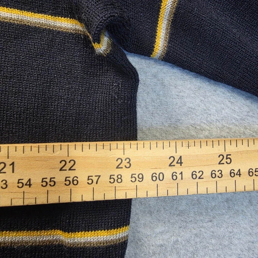 Banana Republic Merino Wool Sweater‎ Mens XL Navy Yellow Striped V Neck